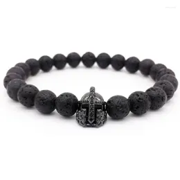 Strand Hero Of Sparta Pendant Beads Bracelet Nature Volcano Stone For Men Retro Jewellery Gift