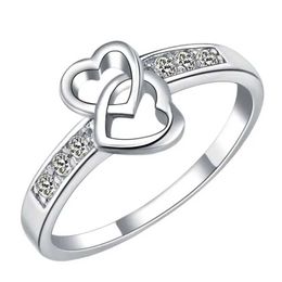 Cluster Rings 925 sterling silver Beautiful pretty fashion Wedding heart Party Cute women stone crystal luxury Jewellery H240504