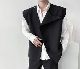Men039s Vests Asymmetric Design In Autumn Round Neck Loose Medium And Long Vest Coat Hairdresser Light Luxury High Sense Men8531523