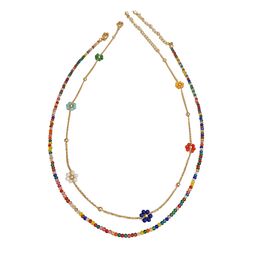 Holiday Colored Zircon Beaded Necklace Women Fashion Casual Overlay with Choker Collarbone Chain 22443