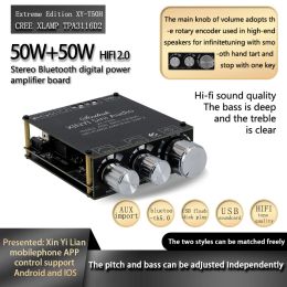 Amplifier XYT50H TPA3116D2 2*50W Bluetooth 5.0 Subwoofer Amplifier Board 2.0 Channel High Power Audio Stereo AUX USB Bass AMP