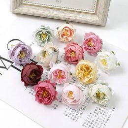 Decorative Flowers 10Pcs Artificial Rose Bud Wedding Decoration Christmas Garland Home Decor Scrapbooking DIY Craft Accessories Fake