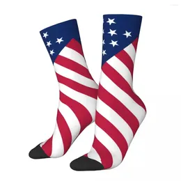 Women Socks Patriotic American Flag Stockings Stars And Stripes Print Funny Autumn Anti Skid Girls Skateboard Quality