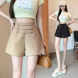 Skirts Elegant Shorts Women Korean Wide Leg Suit Office Lady Summer High Waist Solid A Line Casual All Match Short Pants