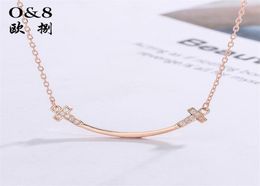 Pendant Necklaces necklace S925 sier Nelace women's fresh simple inlaid diamond double T versatile pendant clavicle chain je222i9545473