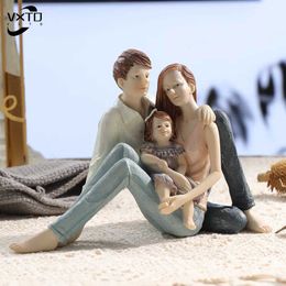 Decorative Objects Figurines Modern Couple Statue for Family Father Mother Kid Sculpture Lovers Living Room Desk Decoration Figurine Home Decor Gifts T240505