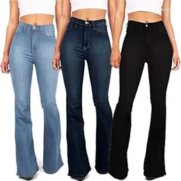 Women's Jeans Denim Flared Pants Women Bell Bottoms Autumn High Waist Fitted Ladies Flare Wide Leg Tight Trousers Street