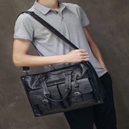 leather laptop bag men black Briefcase 15 6 Fashion Business Bags vintage Casual mens computer bag office bags for men 3189