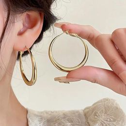 Dangle Earrings Golden Light Surface Circle Large Exaggerated Women's Ear Rings