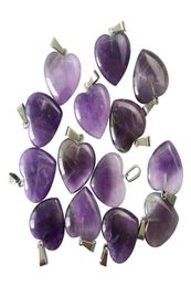 Whole Good Quality Natural Amethyst Stone Heartshaped Pendant Jewellery Earring Necklace Pendant Fashion Charm 50pcslot1366038