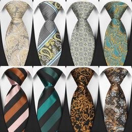 Bow Ties Luxury 8CM 3.15" Mens Flower Paisley Stripes Formal Classic Business Necktie Jacquard Woven Neck