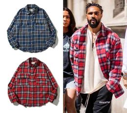 Designer Shirt American Men's High Quality Plaid Flannel Shirt Square Neck Long Sleeve Top Unisex4080781