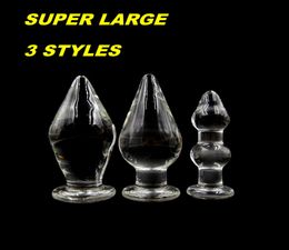 Anal Fisting Glass Anal Plugs Super Large Anus Enlarger Intruder Dilator Butt Beads Dildos Dongs Erotic Fetish Sex Toys Pyrex Nove2555899