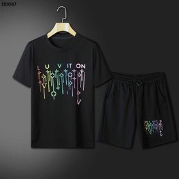 Men's Tracksuits Summer Fashion Men and Womens Shorts Tracksuit Sets Short Sleeve 100% Cotton Black t Shirt Shorts Print Male Set Mens Brand Clothing#l-v1pzc0