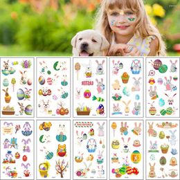 Party Decoration 10Pcs Easter Tattoo Sticker Egg Luminous Stickers Cartoon Waterproof Decorations Birthday Gift Kids