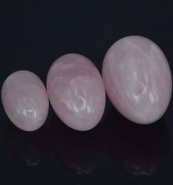 Drilled Natural Rose Quartz Yoni Egg for Kegel Exercise Pelvic Floor Vaginal Muscle Exerciser Jade Egg Massage Ball 3 PCS279h1715539