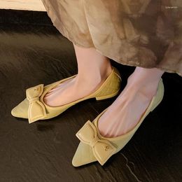 Casual Shoes Genuine Leather Women's Sweet Bow Shallow Mouth Pumps Spring And Summer Soft Low Heels Female Commuting