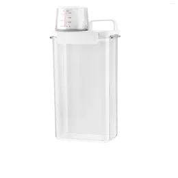 Storage Bottles 1 Pcs 1800/2300Ml Refillable Laundry Detergent Dispenser Empty Tank For Powder Softener Bleach Container With Labels