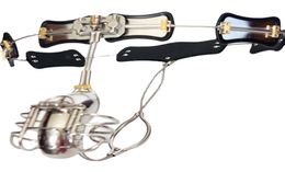 Devices Adjustable Stainless Steel Curve Waist Belt With Full Closed Winding Cock Cage Anal Plug Bdsm Bondage5995946