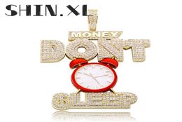 Custom Diamond Letter MONEY DONT SLEEP Pendant Necklace Large Size Gold Letter Necklace for Men Bling Bling Jewelry8412070