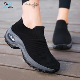 Casual Shoes Women's Sports Socks Sneakers Fashionable Thick Sole Air Cushion Elevated Sloping Heel Rocking