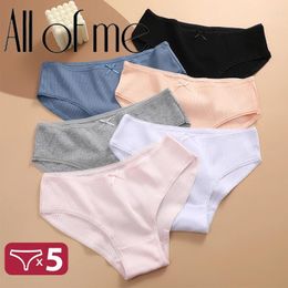 Women's Panties 5Pcs For Woman Underwear Cotton Sexy Breathable Soft Lingerie Female Briefs Girls Cute Solid Colour Underpants Large Size