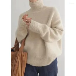 Women's Sweaters Women Autumn/Winter Turtleneck Cashmere Sweater Pure Wool Ladies Knitting Loose Large Size Pullover Female
