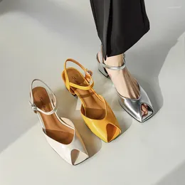 Dress Shoes Phoentin Women's Elegant Peep Toe Sandals 5cm High Heels 2024 Summer Female Party Silver Sexy FT3476