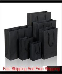 Wrap 10 Size Black Paper Bag With Handle Wedding Birthday Party Gift Christmas Year S5373214