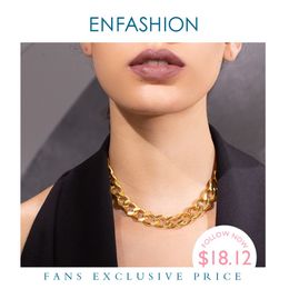 ENFASHION Punk Big Strong Link Chain Choker Necklace Women Gold Color Stainless Steel Statement Necklaces Men Jewelry P193041 LJ201225 2156