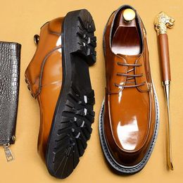 Dress Shoes Genuine Leather Mens Formal Handmade Classic Casual Oxfords Business Lace-up Round Head Wedding For Men