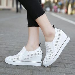 Casual Shoes Luxury Fashion Platform Wedge Elegant Woman White Mesh Breathable Sneakers Women Black Heightening Sneaker 2024