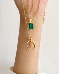 luxury jewelry women designer necklace gold square malachite pendant necklaces ins fashion earrings and diamond clavicle chain jew2290735