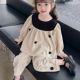 Clothing Sets Girls Sweatshirts Pants Kids Suits 2PCS/Set Cotton 2024 Sweetheart Spring Autumn Formal Sport Teenagers Children Clothin