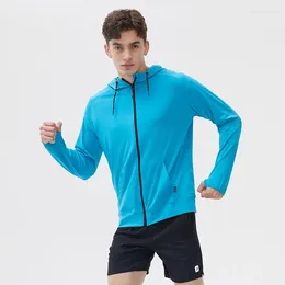Men's Jackets UPF 50 Running For Men And Women Fitness Sportswear Hooded Night Reflective Logo Outdoor Jogging Lady Gym Sports Coat