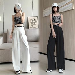 Women's Pants 2024 Spring Ink Tie Dyed Workwear For Women High Waist Slimming Fashion Casual Wide Leg Long