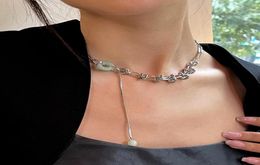 Pendant Necklaces Design Niche Fashion Rope Splicing Jade Temperament Necklace Personality Neck Jewelry Women2091124