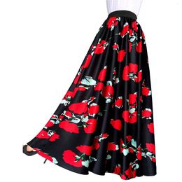 Skirts A-Line Large Hem Skirt Long Printed Half Chiffon Mopping Floor Beach High Waist Maxi Wedding Dress Plus Size Faldas