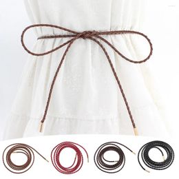 Belts Knotted Waist Belt Dress String Waistband Faux Leather Slim Bow Tie Solid Color Chain Women Clothing Decoration