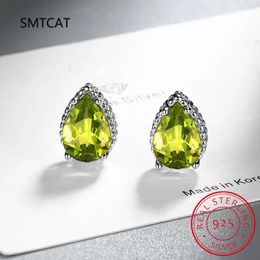 Stud Earrings 1.5ct Pear Genuine Peridot 925 Sterling Silver For Women Fashion Green Gemstone Statement Jewellery