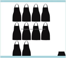 Aprons Textiles Home Garden10 Pack Bib Unisex Black Apron Bulk With 2 Roomy Pockets Hine Washable For Kitchen Crafting Bbq Din7554602