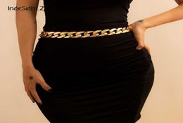 IngeSightZ Punk Plastic Chunky Thick Miami Curb Chain Body Chain Women Gold Color Sexy Harness Waist Belly Chain Belt Jewelry P084894701