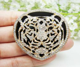 New Luxurious Tiger Animal Pendant Brooch Pin Clear Rhinestone Crystal Gold Tone6620550