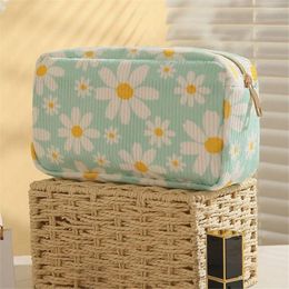 Cosmetic Bags Large Capacity Corduroy Makeup Bag Fashion Travel Printed Toiletry Organiser Brush Skincare Zipper Pouch For Women