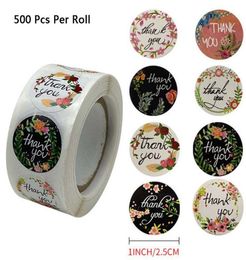 500pcs 8 Designs Floral Thank You Stickers 1inch For Wedding Favors Stationery Gift Wrap3846064