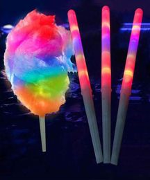 2022 LED Cotton Candy Glow Glowing Sticks Light Up Flashing Cone Fairy Floss Stick Lamp Home Party Decoration3327687