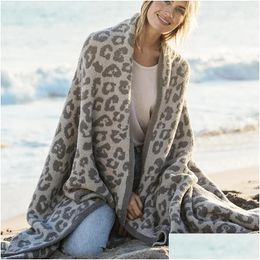 Blankets Half Wool Sheep Blanket Knitted Leopard P Dream Drop Delivery Home Garden Textiles Dhl63