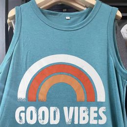 Womens Dress Good Vibes Rainbow Pocket Casual Sleeveless Maxi 925