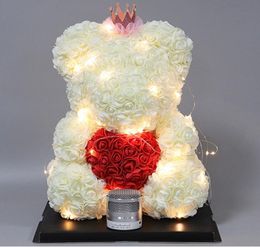 25cm Rose Teddy Bear Artificial Foam Flower With Led Light New Year Valentines Christmas Gifts Box Home Wedding Decoration 2Upk4145988