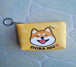 Cute Shiba Inu Keychains Mini Doge Wallet Bag Dog Key Ring PU Leather Shiba Inus Fan Key Chain Key case Gifts8055019